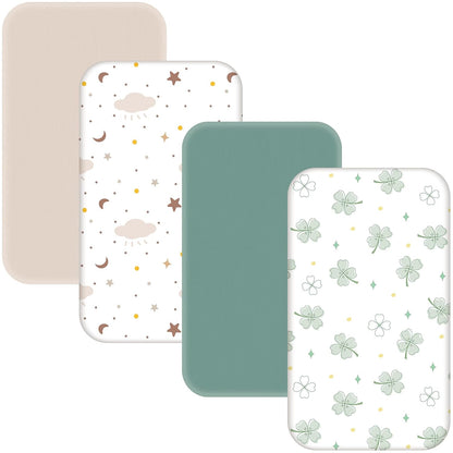 4 Pack Baby Bassinet Sheets - 35"x20" Bedside Bassinet Sheets for Newton, Ezebaby, AMKE & Other Large Bedside Sleeper | Ultra Soft & Skin Friendly Bassinet Fitted Sheets for Boys Girls