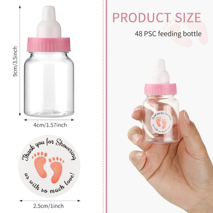 Tondiamo 48 Pcs Blue Baby Shower Mini Bottle Favors 1.5 x 3.5 Inch Baby Shower Candy Jar Mini Milk Bottle Party Favor Fillable Gift Boxes for Boys Girls Birthday Party Games Decorations