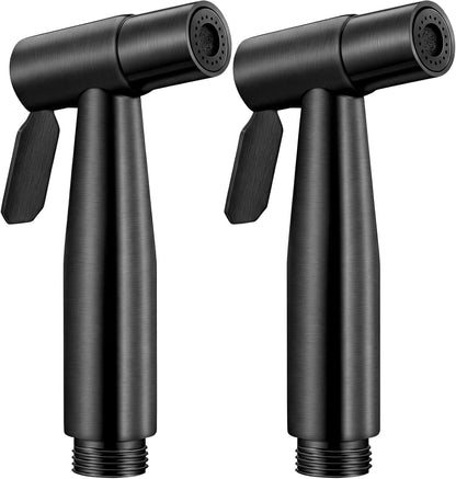 Mudder 2 Pieces Bidet Sprayer Head Stainless Steel Bidet Attachment for Toilet Handheld Cloth Bathroom Diaper Sprayer for Kitchen Adjustable Water Pressure Control (Black)