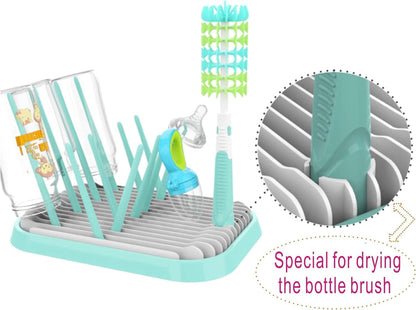 Baby Bottles Drying Rack, Folding Drainer for Feeding Bottles Accessories Dryer Holder(Green)