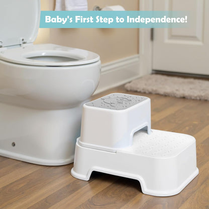 2-Step Toddler Step Stool, Non Slip Kids Step Stool for Bathroom Sink & Toilet Potty Training, Sturdy Stable Base, 10”Height Supports 220 lbs (2Packs White)