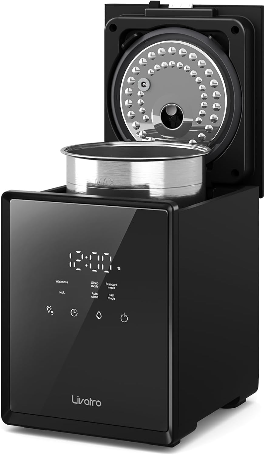 Livatro Stainless Steel Humidifier, 3L Warm Mist Humidifier, Easy Clean with Warm Steam Humidifier, Healthy Air Mist Humidifiers for Bedroom Living Room, with Sleep Mode and Auto-off Setting