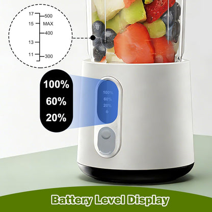 Portable Blender for Smoothies Electric Juicer - Freshly Juices Milk shakes and Baby food Small Portable Blender with 300W Motor Mini Mixer with Extra Lid Suitable for Outdoor Sports Travel