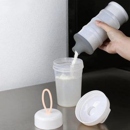 Protein Powder Container with Funnels Stand, 4 Stackable Protein Powder Dispenser for Travel, Fitness and Workout, 2 Pcs