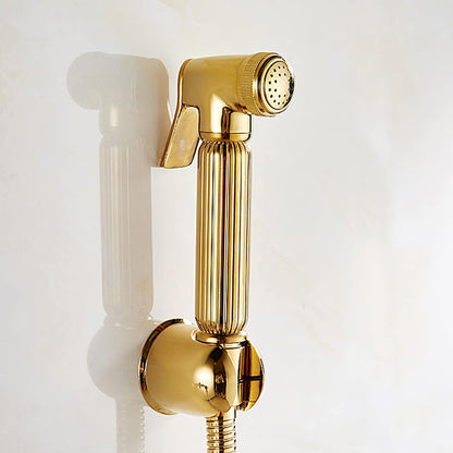 Solid Brass Wall Mount Bidet Sprayer Toilet Diaper Spray Shattaf Kit Powerful Jet Rinsing for Bathroom Gold 47.2 Inch