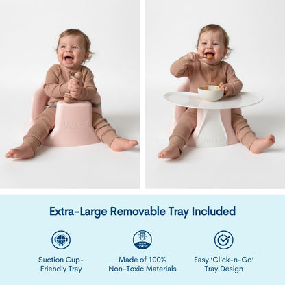 Upseat – The Original Ergonomic Baby Floor & Booster Seat with Tray, Developed with Physical Therapists for Upright Posture & Healthy Hip Development, 4–24 Months, Dishwasher-Safe Extra-Large Tray