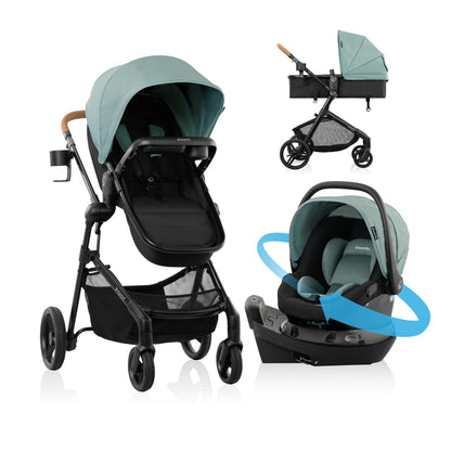 Evenflo Pivot NXT Travel System w/ Revolve180 LiteMax NXT Infant Car Seat (Pacific Green)