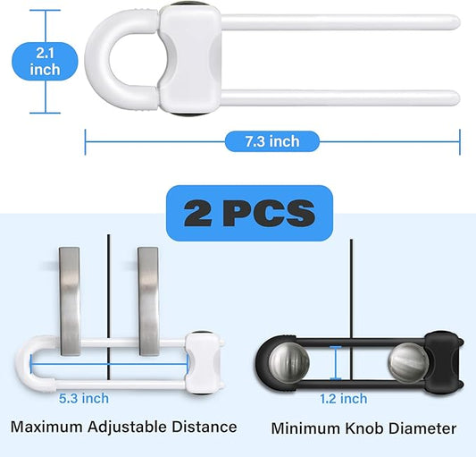 Baby Proofing Cabinets,Cabinet Locks for Babies,2 Pack U-Shaped Child Locks for Cabinets, Child Proof Cabinet Latches,Child Safety Cabinet Locks with Adjustable by SPISPI (1 White,1 Black)
