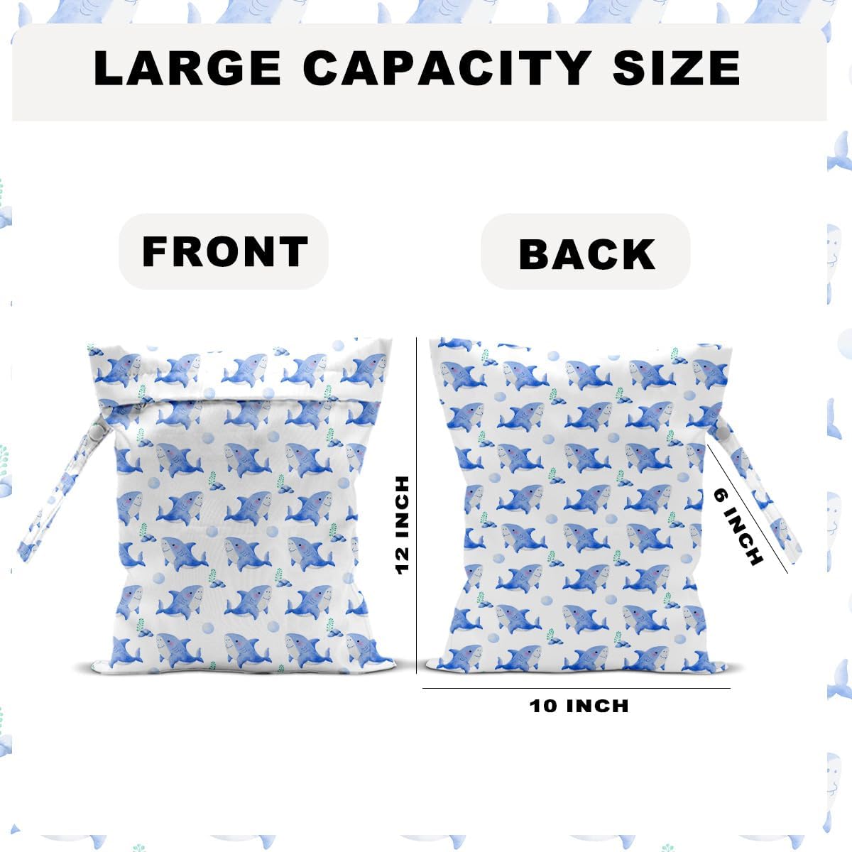 Unicorn Wet Dry Bag 12x10 Inch, Waterproof Reusable Wet Bag with Two Zippered Pockets & Handle for Swimsuit Travel Beach Pool Gym Stroller Dirty Yoga Gym Clothes Toiletries Daycare Organizer