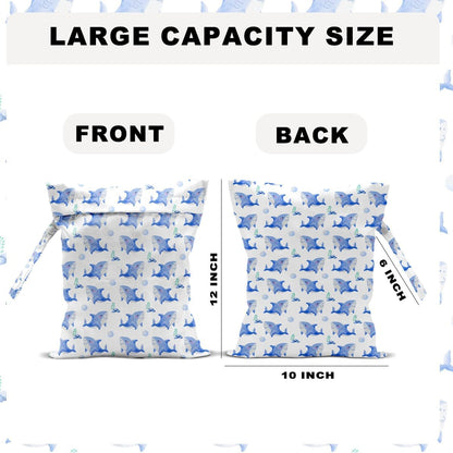 Unicorn Wet Dry Bag 12x10 Inch, Waterproof Reusable Wet Bag with Two Zippered Pockets & Handle for Swimsuit Travel Beach Pool Gym Stroller Dirty Yoga Gym Clothes Toiletries Daycare Organizer