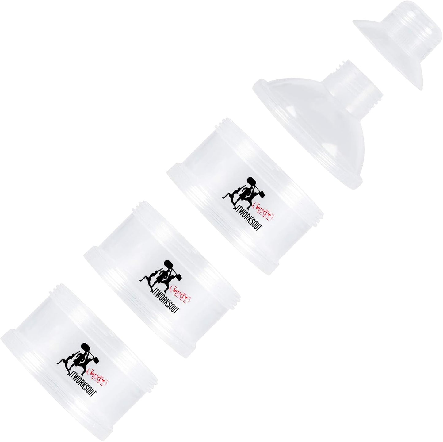 ITWORKSOUT Supplement Powder Dispenser,Protein Powder dispenser,Vitamins container,Travel friendly,Multi-Purpose,supplement Storage Container,BPA Free,3 Compartments,Transparent,funnel dispenser