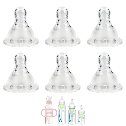 Silicone Nipple for Dr. Brown’s Natural Flow Level 2 Narrow Baby Bottle, Medium Flow, 3m+, 6 Count