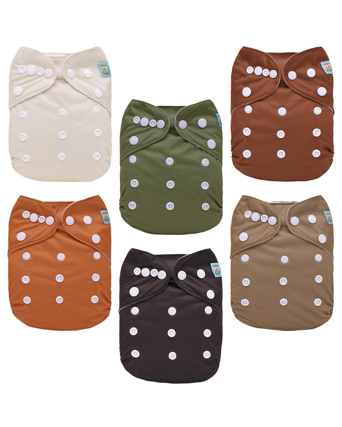 ALVABABY Baby Cloth Diapers 6 Pack with 12 Inserts Cloth Diaper Covers Adjustable Washable Reusable for Baby Girls and Boys