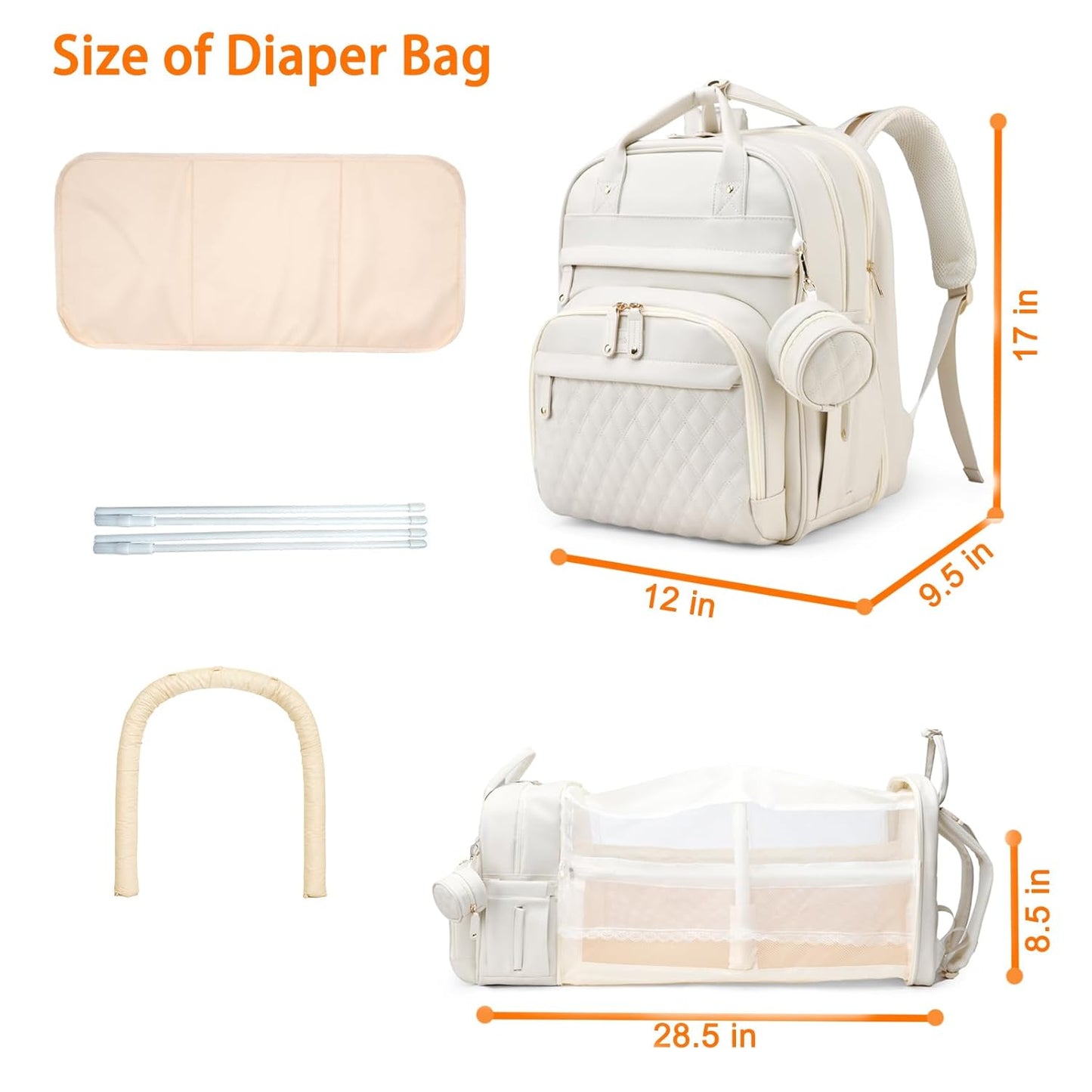 Astro alan Baby Diaper Bag with Changing Station, Waterproof Diaper Bag Backpack for Moms Dads with USB Charging Port, Baby Shower Gifts, Large Capacity diaper backpack, Grey
