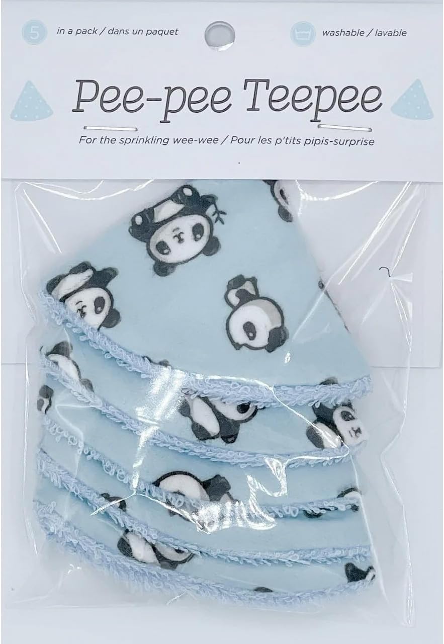 Beba Bean - Pee Pee Teepee for Baby Boy - Reusable & Washable Pee Shield for Diaper Changing - Baby Shower Gifts for Boys - Li’l Monkey Cotton Cloth - Laundry Bag - Set of 5 Covers
