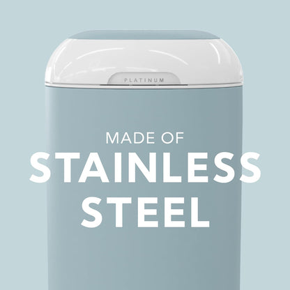 Diaper Genie Platinum Pail (Lily White) is Made in Durable Stainless Steel and Includes 1 Easy Roll Refill with 18 Bags That can Last up to 5 Months.