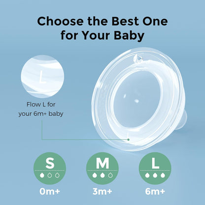 Momcozy Soft Baby Nipple Premium Natural Flow Silicone for Wide-Neck Bottles, BPA-Free, Perfectly Compatible with Momcozy Breast Milk Cooler, Small (Pack of 2)