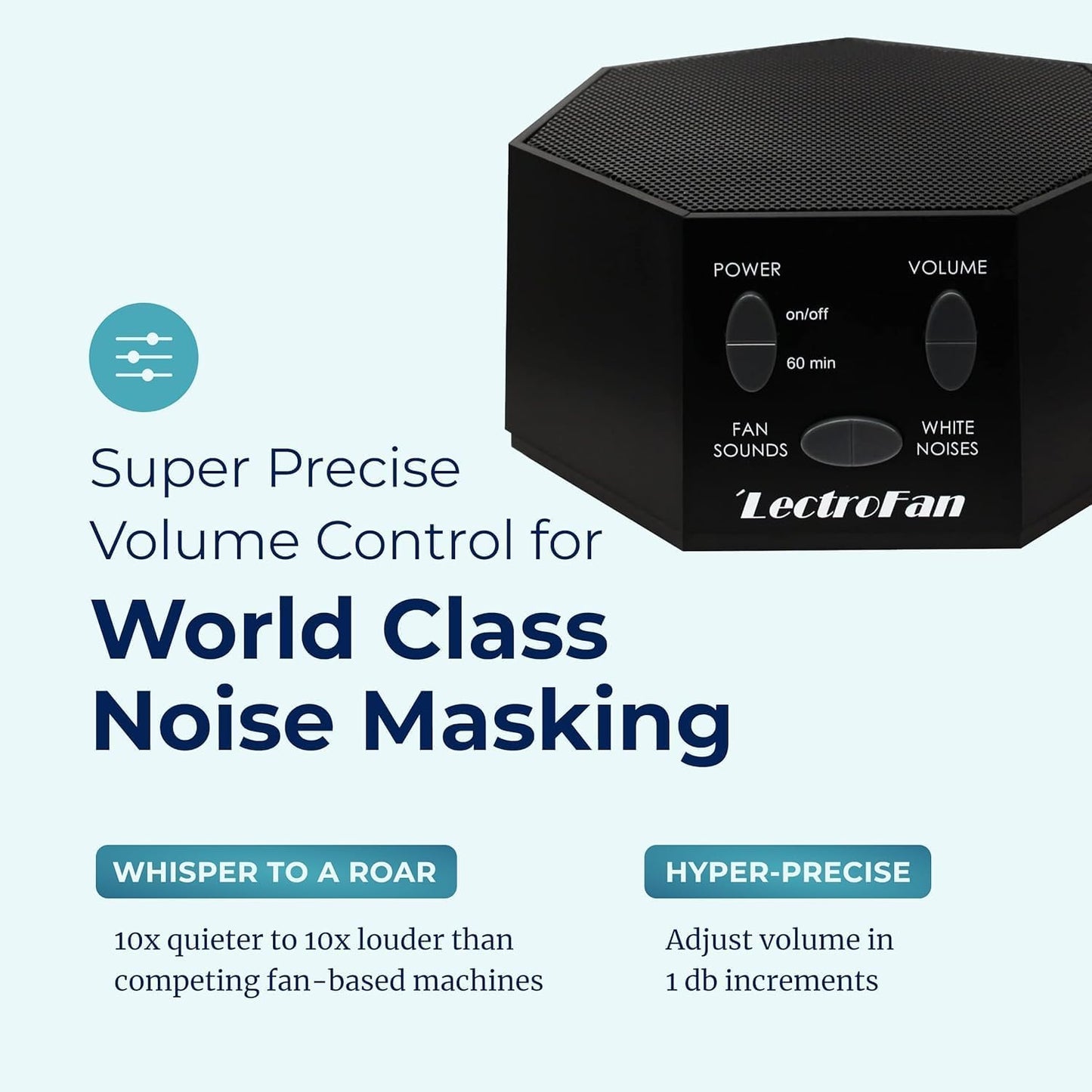 Adaptive Sound Technologies LectroFan Classic White Noise Machine - Global Power Edition with Adaptors for US, UK & EU - 20 Non-Looping Fan & White Noise Variations - White