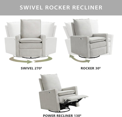 Oxford Baby Uptown Upholstered Glider Recliner Rocking Chair 360° Swivel for Nursery and Living Room - Boucle White