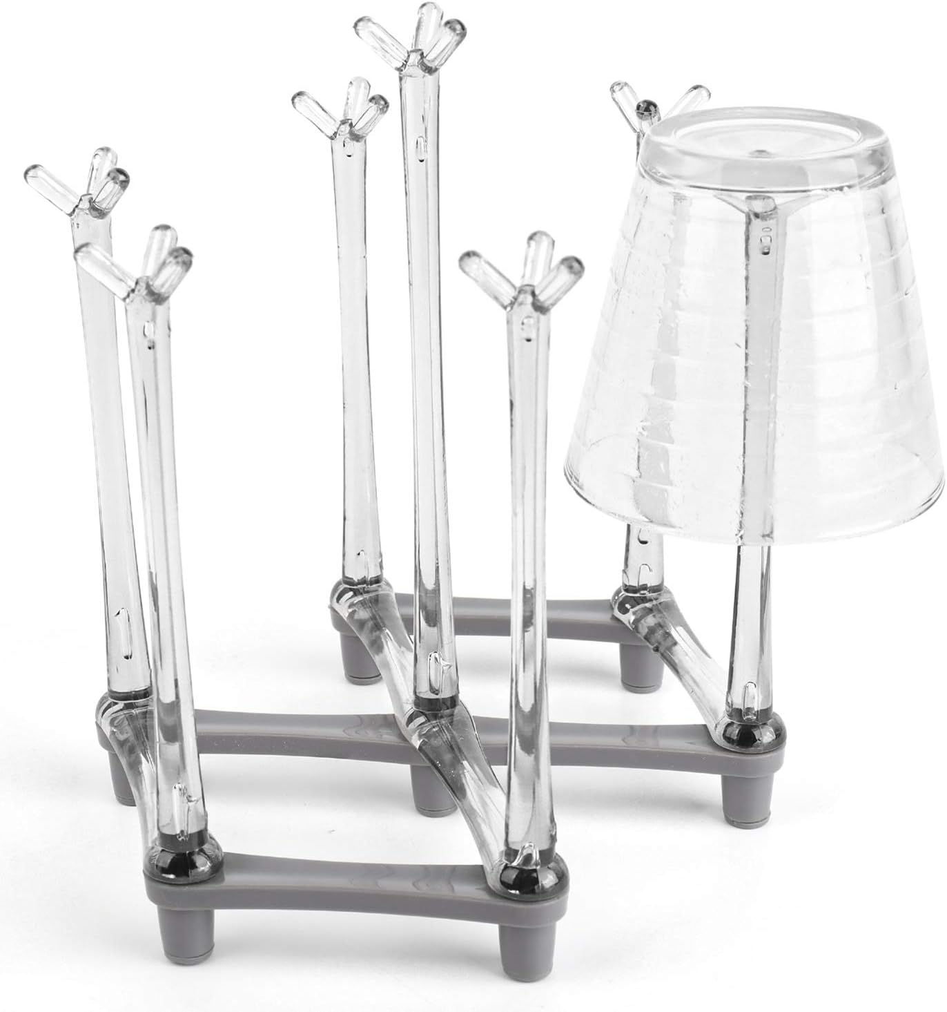 Yesland 2 Pack Retractable Cup Drying Rack, Plastic Non-slip Bottom Mug Tree Holder Organizer Rack Stand for Drinking Glass and Sports Bottle Drainer for Kitchen