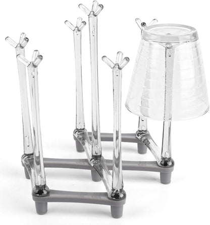 Yesland 2 Pack Retractable Cup Drying Rack, Plastic Non-slip Bottom Mug Tree Holder Organizer Rack Stand for Drinking Glass and Sports Bottle Drainer for Kitchen
