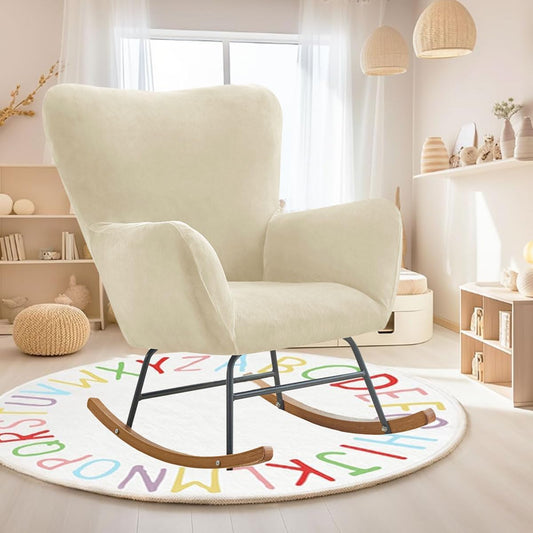 Levoberg Nursery Rocking Chair Cover Velvet Rocker Glider Chairs Cover Slipcovers Stretch Rocking Accent Chair Cover Recliner Armchair Slipcover for Nursery Living Room Bedroom Office Camel