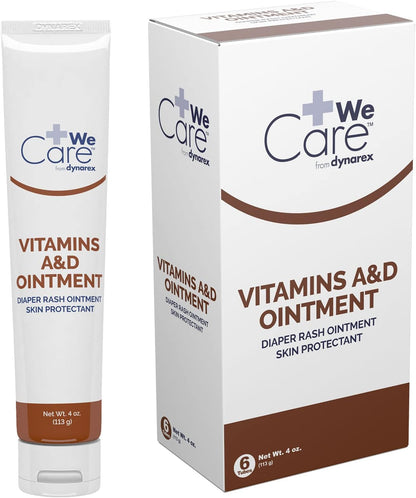 Dynarex Vitamins A & D Ointment, Ointment with Vitamin A and Vitamin D Skin Protectant, for Diaper Rash and Discomfort, White, 15 oz Jar
