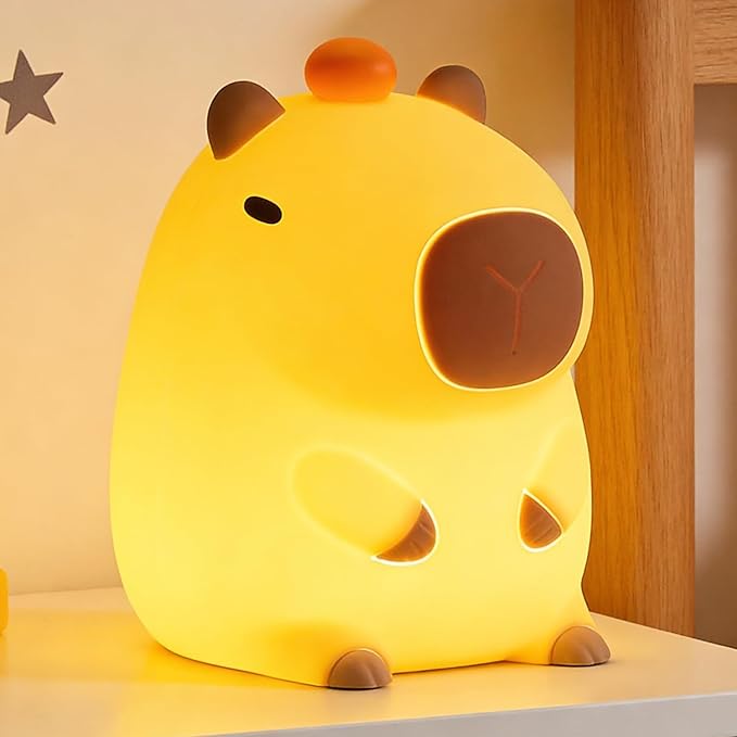 Amaredom Capybara Night Light, Cute Capybara Lamp, Silicone Dimmable Nursery Nightlight, Rechargeable LED Bedside Lamp with 20 Minutes Timer & Tap Control Baby Girls Women Bedrooms, Living Room