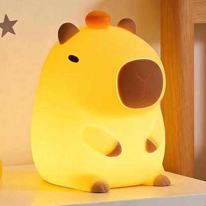 Amaredom Capybara Night Light, Cute Capybara Lamp, Silicone Dimmable Nursery Nightlight, Rechargeable LED Bedside Lamp with 20 Minutes Timer & Tap Control Baby Girls Women Bedrooms, Living Room