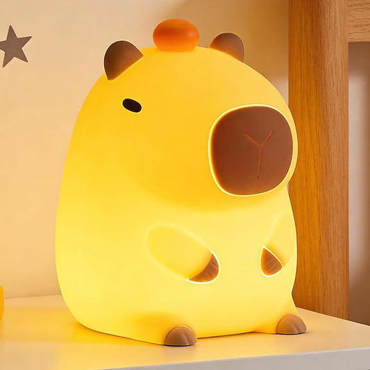 Amaredom Capybara Night Light, Cute Capybara Lamp, Silicone Dimmable Nursery Nightlight, Rechargeable LED Bedside Lamp with 20 Minutes Timer & Tap Control Baby Girls Women Bedrooms, Living Room