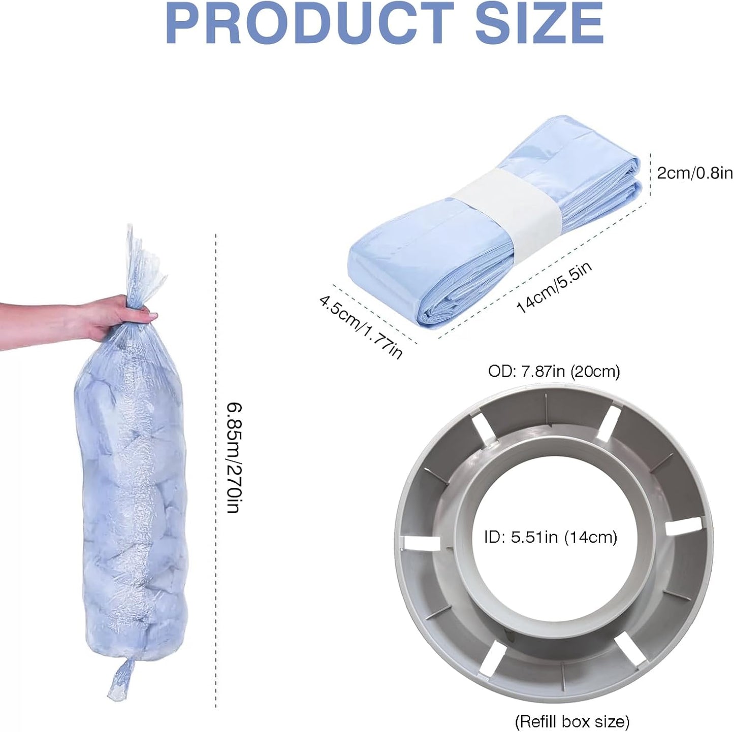 Diaper Pail Refills Compatible with Bellababy Diaper Pails Lavender Scent, 8 Pack(270 inches/pcs)