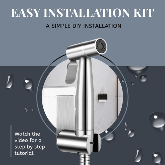 Bidet Sprayer – Handheld Jet Spray for Attachment Toilet, Adjustable Water Pressure Toilet Muslim Shower Easy to Install - Stainless Steel, with Bidet Hose for Feminine Wash