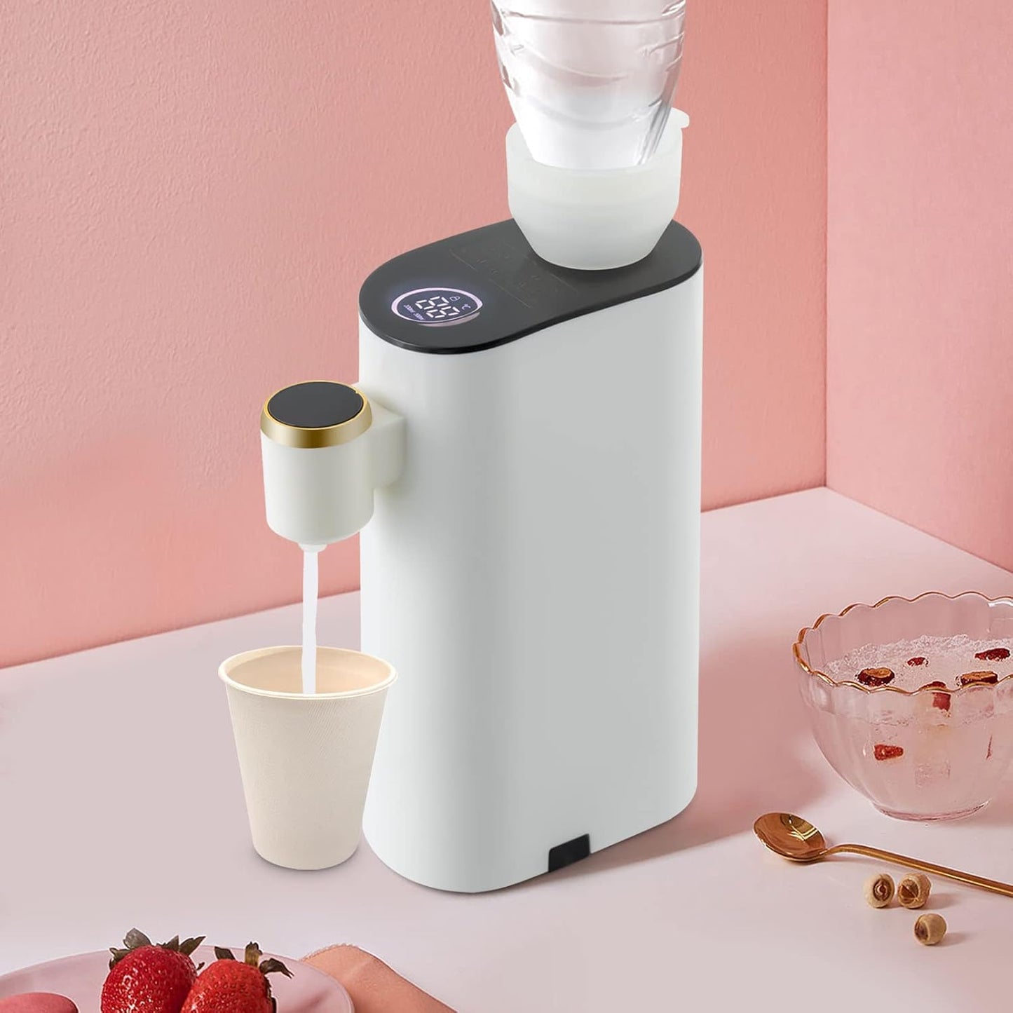 3s Instant Hot Water Dispenser, Baby Bottle Formula Dispenser, Mineral/Bottled Water Dispenser, 5 Temperatures Choices, 1500W Portable Water Warmer for Travel, Hotel (Machine + Water Tank)