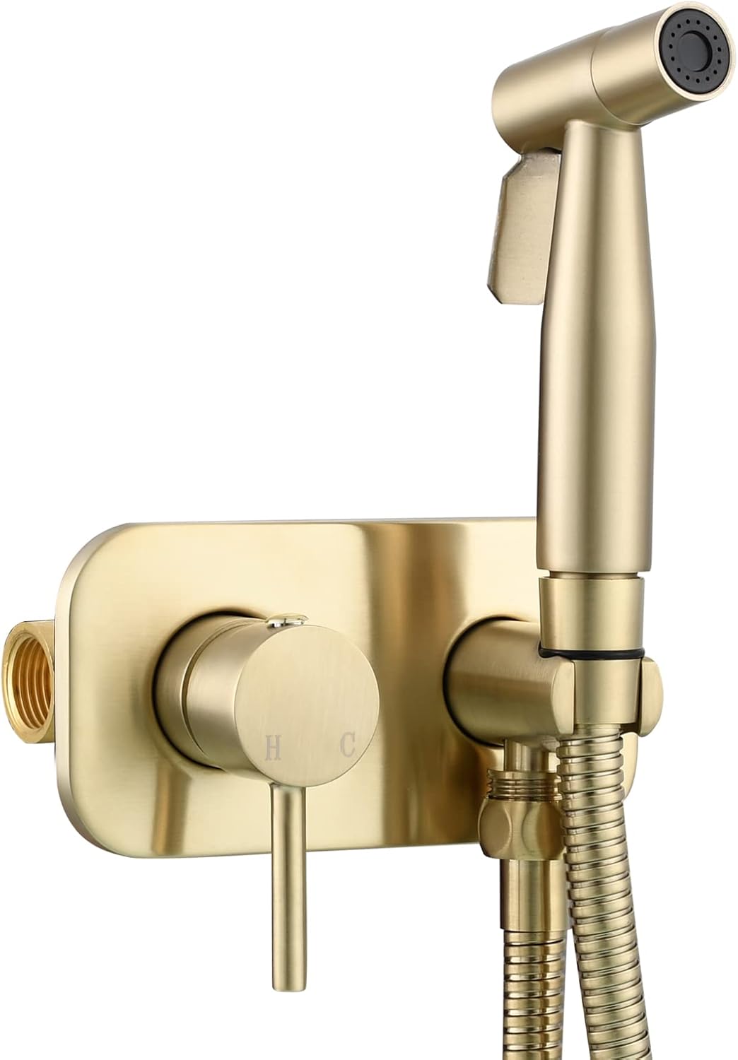 Tecmolog Stainless Steel Bathroom Bidet Sprayer Set Concealed Bidet Sprayer for Toilet Hot and Cold Handheld Cloth Diaper Sprayer Kit