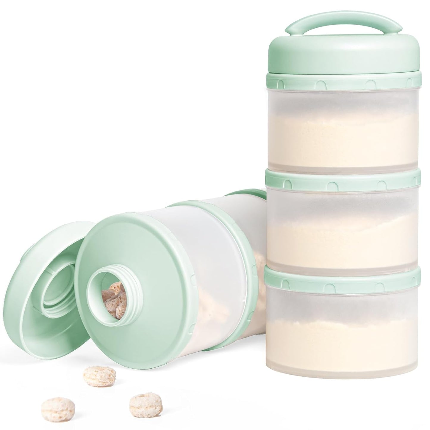 Termichy Stackable Formula Dispenser Portable Milk Powder Container, 2 Pack, Warm Grey