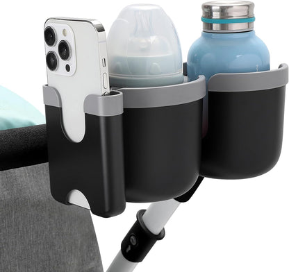 Accmor Stroller Cup Holder with Phone Holder, Bike Cup Holder, Universal Cup Holder for Uppababy Nuna Doona Strollers, 2-in-1 Cup Phone Holder for Stroller Bike Accessory