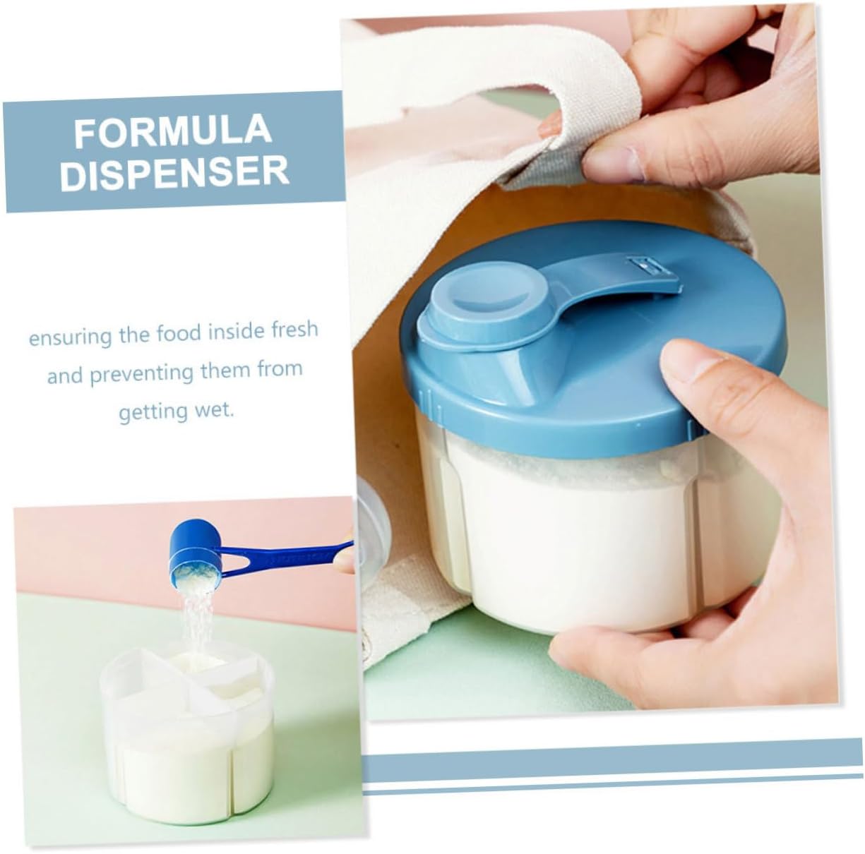 Toddmomy Baby Formula Dispenser 2-Pack Portable Milk Powder Container with 4 Compartments Leak-Proof Storage Box for Travel and Outdoor Activities