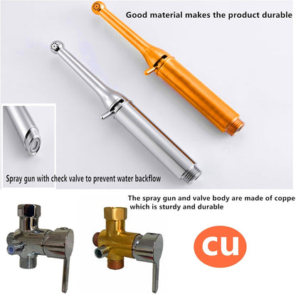 Brass Handheld Bidet Sprayer-Chrome Finish, Hot and Cold Water Mixer Valve Included，8.2inChrome Toilet Spray Gun,