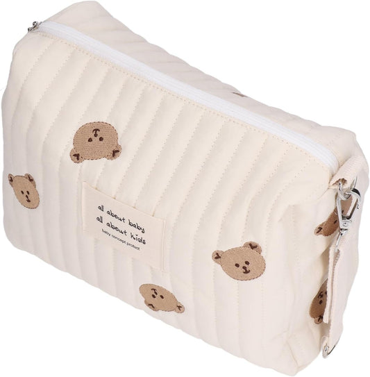 Diaper Bag, Bag Quilted Cotton Cute Pattern Nappy Diaper Storage Bag with Stroller Hooks Portable Stroller Baby Diaper Bag Diaper Bag Organizer Pouches for Baby Bottles