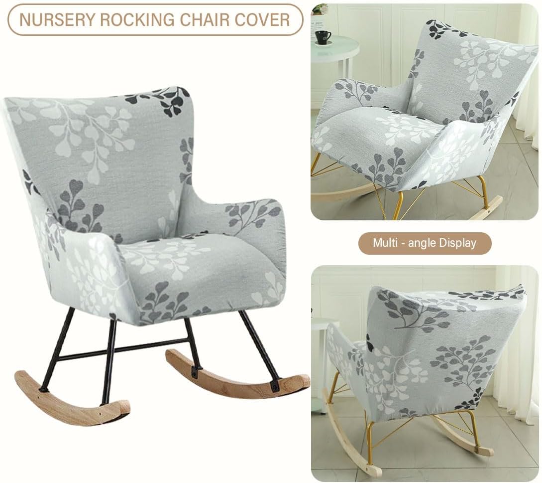 Nursery Rocking Chair Cover Stretchable Glider Chairs Cover Slipcovers Printed Rocking Accent Armchair Slipcover for Living Room Bedroom Offices, 03