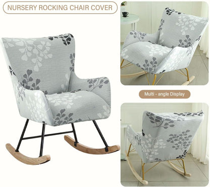 Nursery Rocking Chair Cover Stretchable Glider Chairs Cover Slipcovers Printed Rocking Accent Armchair Slipcover for Living Room Bedroom Offices, 03