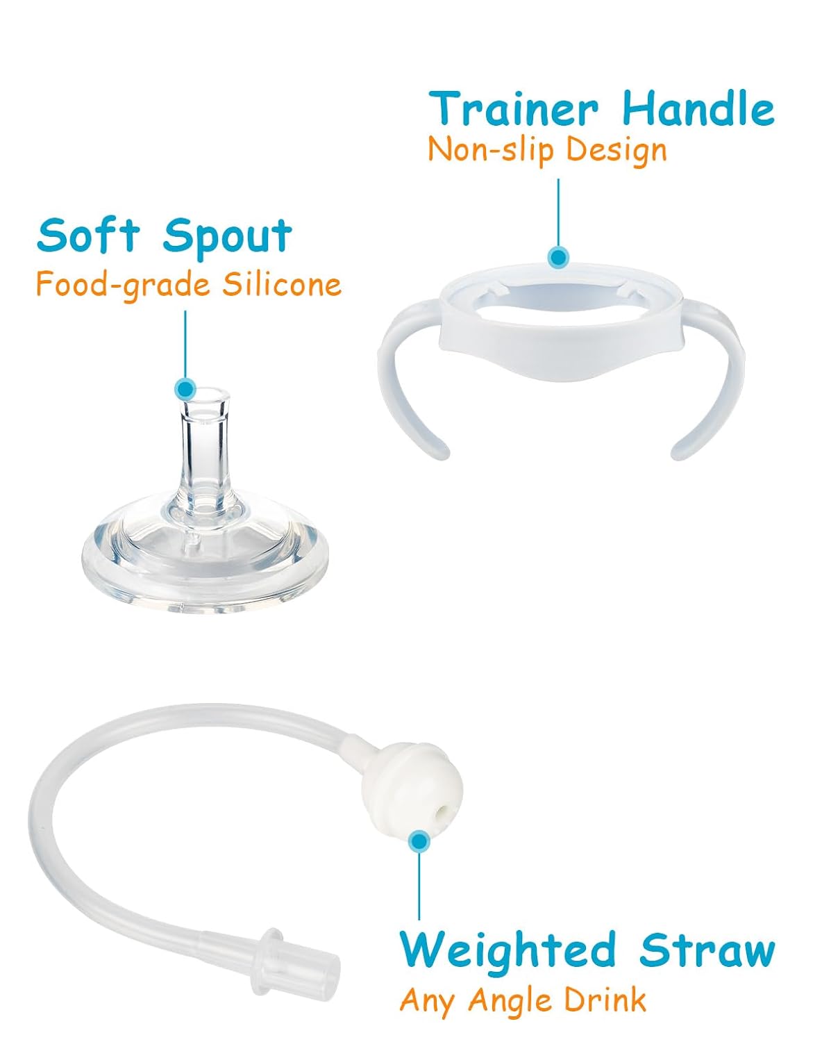 Straw Cup Soft Conversion Kit for Philips Avent Natural Baby Bottle, Toddler Transition Kit with Silicone Straw Top Nipple, Weighted Straw, Bottle Handle, Cleaning Brush, Spill-Proof, BPA-Free, 3-Pack