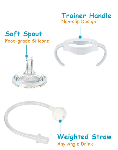 Straw Cup Soft Conversion Kit for Philips Avent Natural Baby Bottle, Toddler Transition Kit with Silicone Straw Top Nipple, Weighted Straw, Bottle Handle, Cleaning Brush, Spill-Proof, BPA-Free, 3-Pack