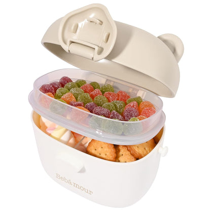 Bebamour Baby Formula Dispenser, BPA Free Portable Milk Powder and Candy Fruit Snack Storage Container with Scoop and Leveller for Travel, 450 ML, Green Cow