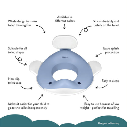 Kindsgut Whale Potty Training Seat for Toddlers – Kids Toilet Seat with Backrest, Non-Slip, Fits Round & Oval Toilet Seats, Designed in Germany, Peach