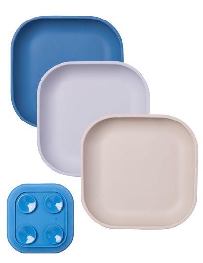 BABELIO Powerful Suction Plates for Baby and Toddler, 100% Food Grand Silicone, Divided, BPA Free, Microwave & Dishwasher Safe, Stay Put, 3 Pack