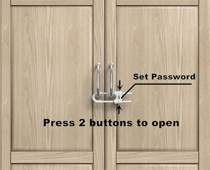 4 Pack Child Proof Sliding Cabinet Door Code Locks Baby Safety Cupboard Locks Adjustable U Shaped Cabinet Latches for Knob Handle Drawers Closet Plastic (4 PCS, White)