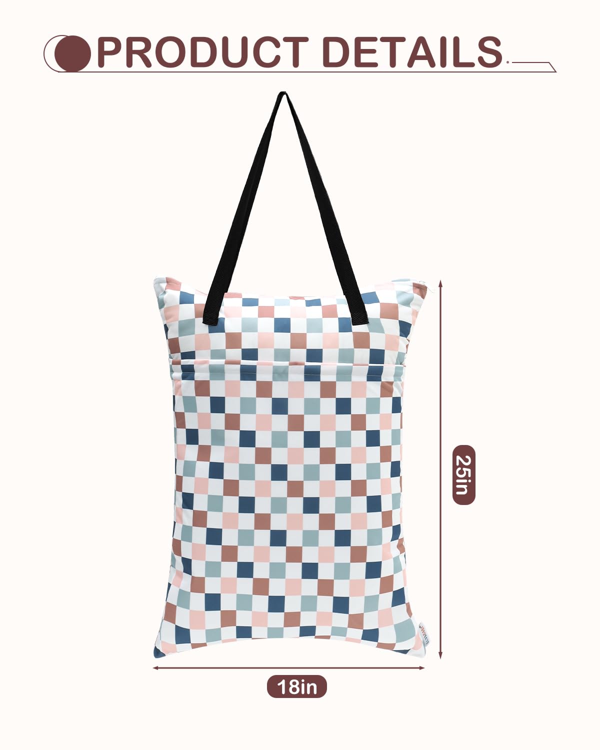 ALVABABY 2 Pack Large Wet Dry Bag Waterproof Hanging Cloth Diaper with Double Zippered Pockets 25x18 inches (Feather & Stripe)