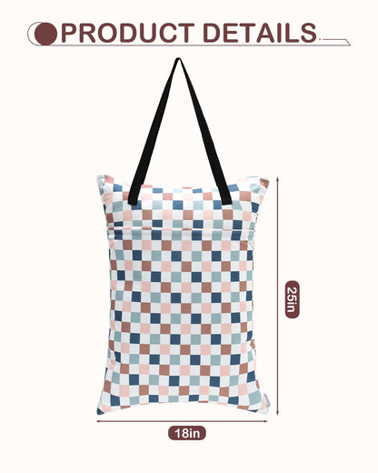 ALVABABY 2 Pack Large Wet Dry Bag Waterproof Hanging Cloth Diaper with Double Zippered Pockets 25x18 inches (Feather & Stripe)