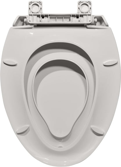 17" White Round Toilet Seat for Adult and Child, Built-In Potty Training Seat with Soft Quiet Close Non-Slip Design, Magnetic Kids Seat and Cover for Round/Oval Toilets, Easy to Install and Clean